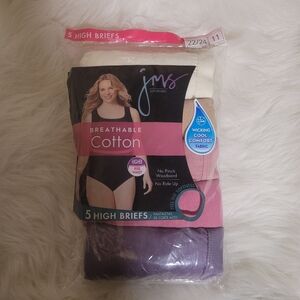 Just My Size Breathable Cotton High Briefs - Purple, Cream, Black/P17